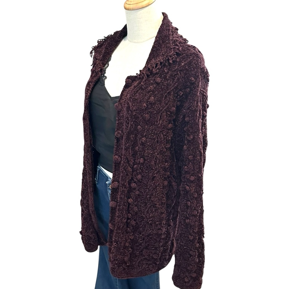 Vintage 90s Y2K Bobble Knit Long Cardigan Sz M Grunge Goblin Forest Fairy Purple - Picture 9 of 11